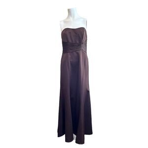 Alfred Angelo Juniors 3/4 Brown Sleeveless Full Length Dress Gown Beaded Vintage